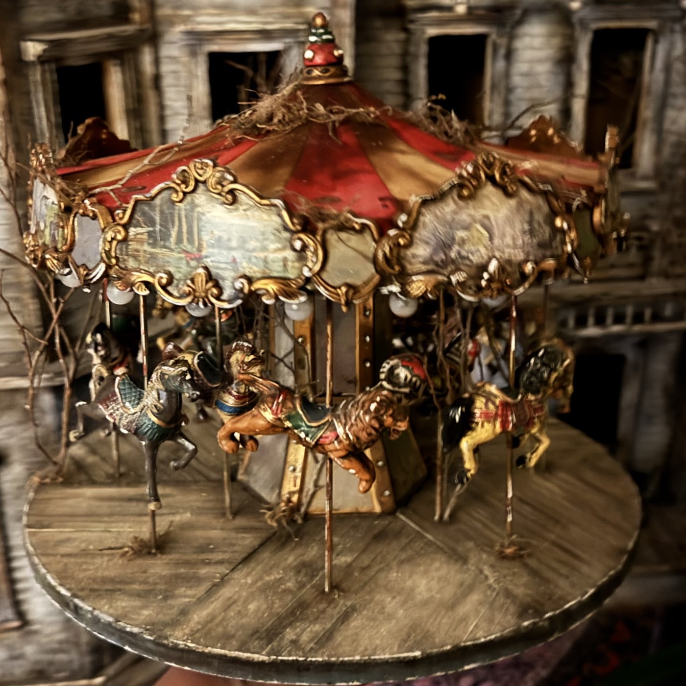 Vintage-style miniature carousel